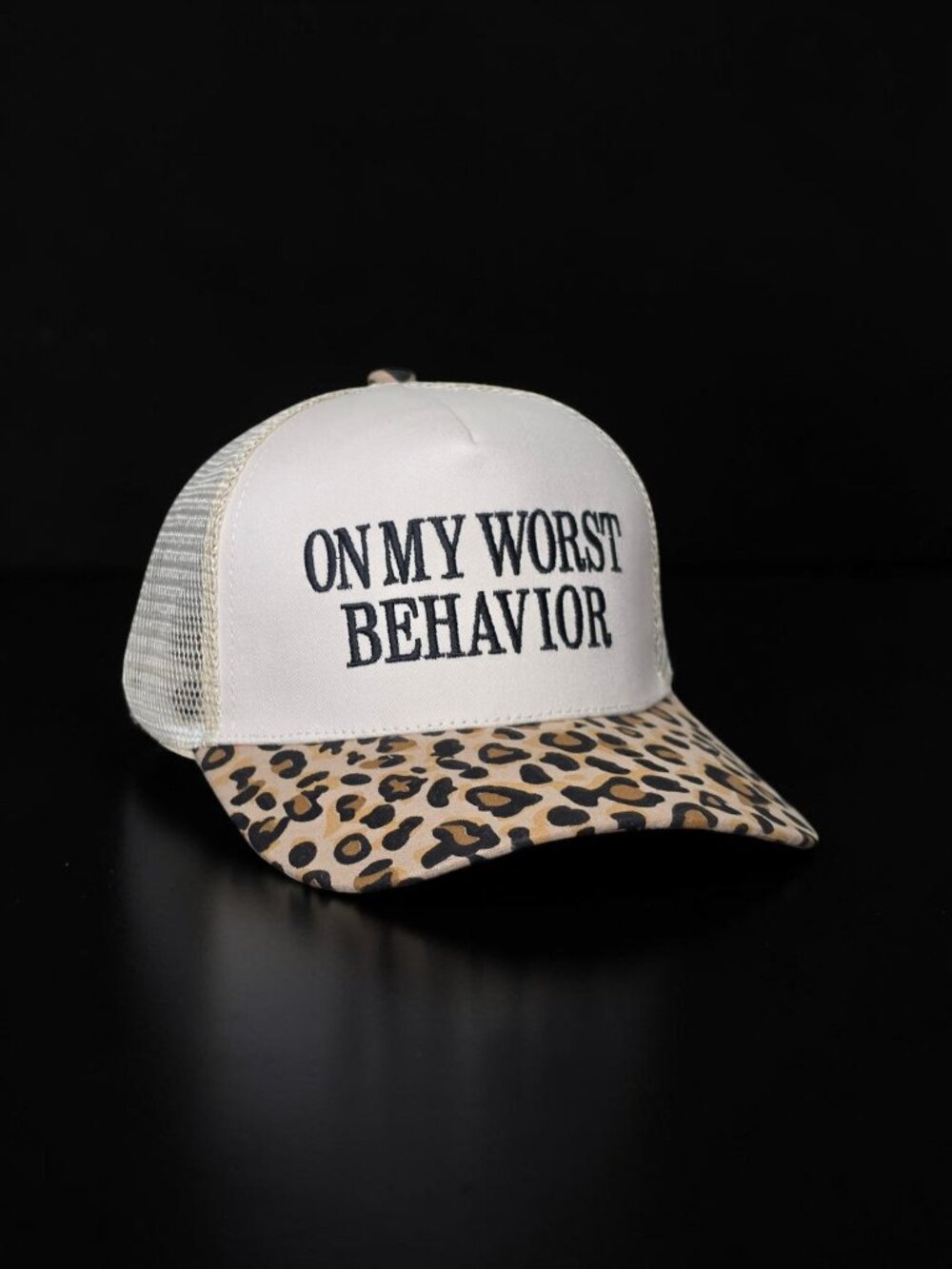 Zenana "On My Worst Behavior" Leopard / Cheetah Print Snapback Trucker Hat NWOT - Picture 10 of 13